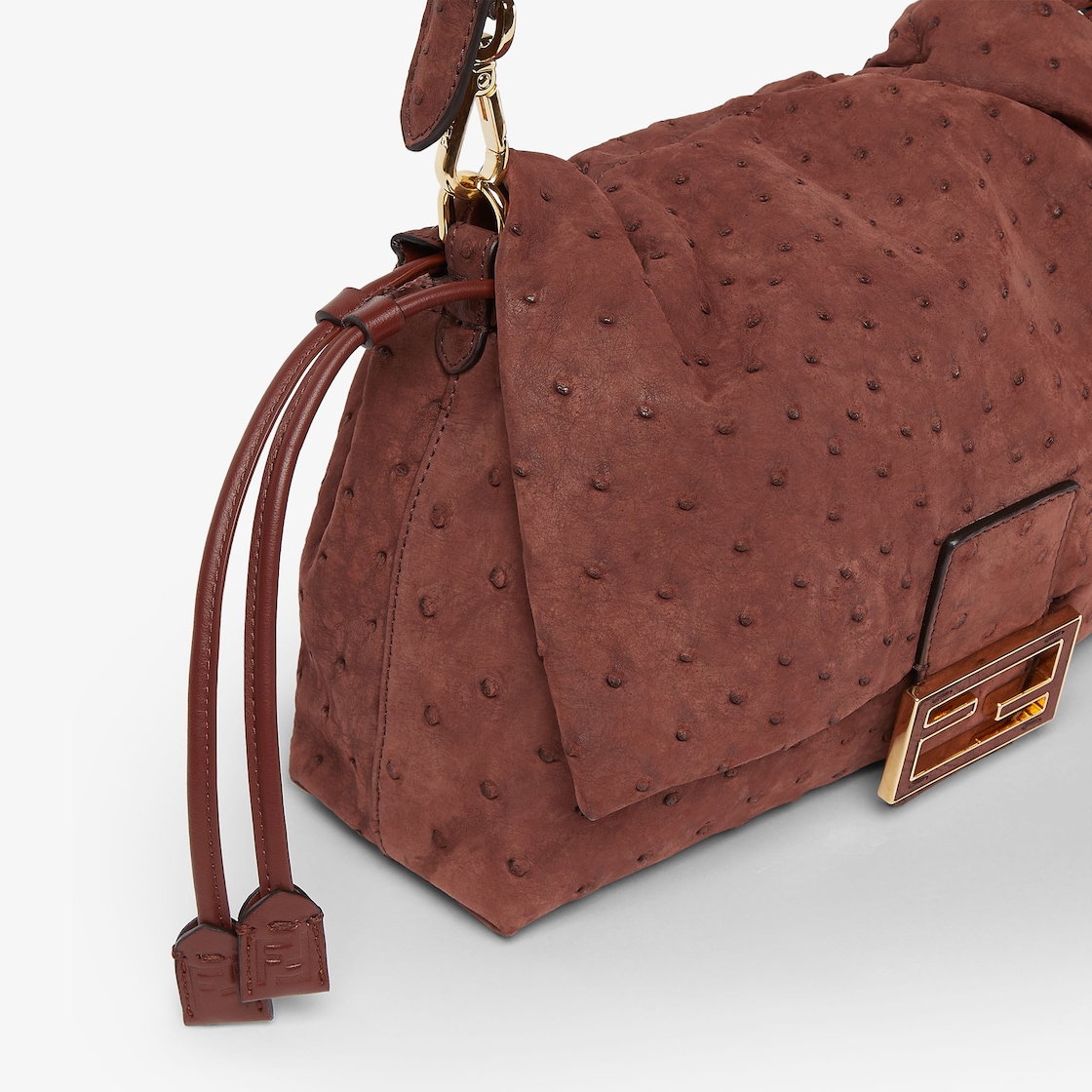 FENDI Mamma Baguette Medium Brown ostrich leather bag - Image 5